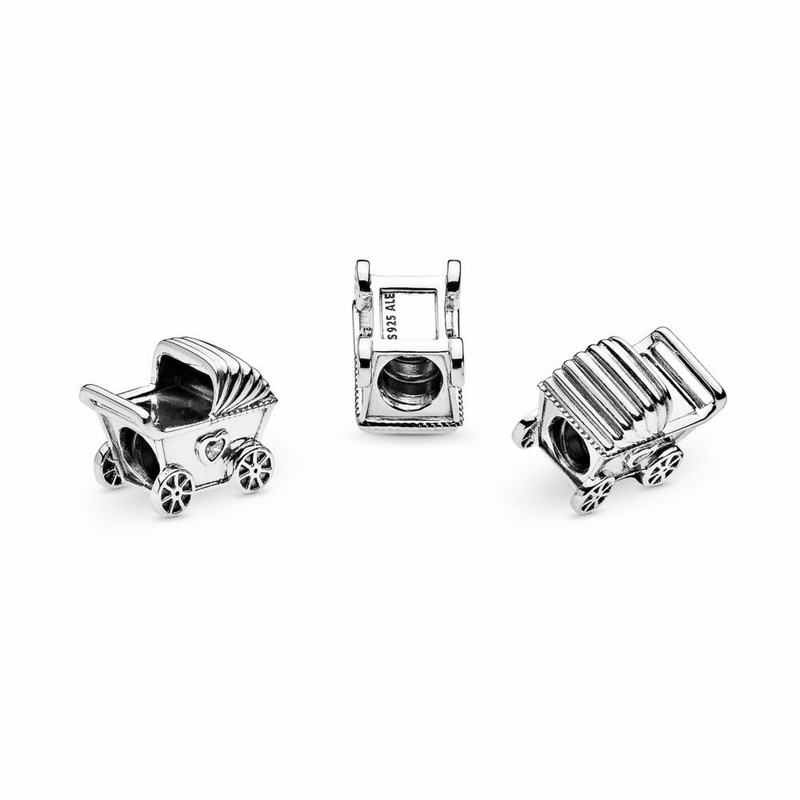 Pandora Baby's Pram Charm - Sterling Silver/Cubic Zirconia - Canada | XB6227VL